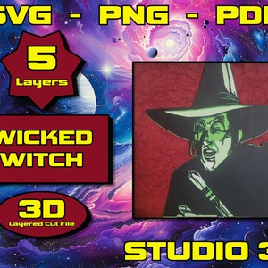 Wicked Witch of the West 3D Mandala svg, Multilayer Panel for Laser Cutting, layered SVG files for CNC router Laser or Cricut