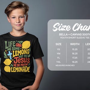 Give Me Some Lemons But My Jesus He Be Makin Lemonade Shirt, Youth Short Sleeve Tee, Christian Inspirational Shirt for Kids
