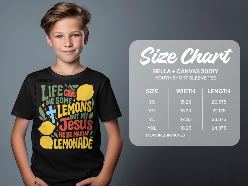 Give Me Some Lemons But My Jesus He Be Makin Lemonade Shirt, Youth Short Sleeve Tee, Christian Inspirational Shirt for Kids