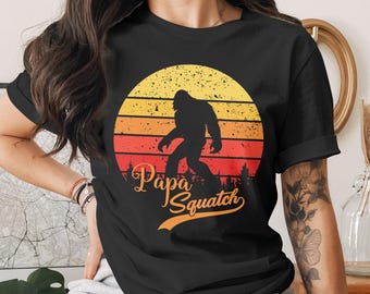 Papa Squatch T-Shirt, Bigfoot Shirt, Comfort Colors, Retro Sasquatch Tee, Cryptozoology T Shirt, Gift for Dad, Squatch Lover Shirt