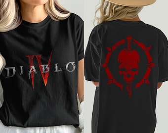 Camiseta de Nigromante de Diablo 4, diseño desgastado delantero y trasero, camiseta de clase Nigromante, fantasía oscura, ropa de juego, camiseta con gráficos únicos