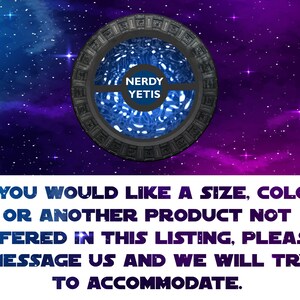 Round portal with "Nerdy Yetis" text on starry background.