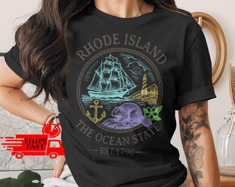 Rhode Island Comfort Colors T-Shirt, Ocean State Shirt, Rhode Island Gifts, Vintage Inspired T Shirt, State Pride T Shirt