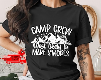 Camp Crew Smores T-Shirt, Camping T Shirt, Comfort Colors Shirts, Camping Trip Tee, Funny Summer Shirt, Campfire Shirts, Vacation Shirt