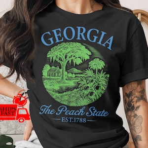 Georgia Peach State T-Shirt, Retro Comfort Colors Shirt, Vintage Style, Georgia Souvenir, Established 1788, Southern Charm T Shirt
