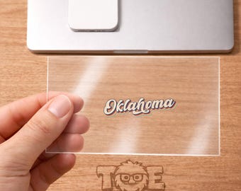 Pegatina retro UV DTF de Oklahoma, calcomanía permanente para vasos, tazas, portátiles, coches, orgullo estatal, regalo de viaje (139/140)
