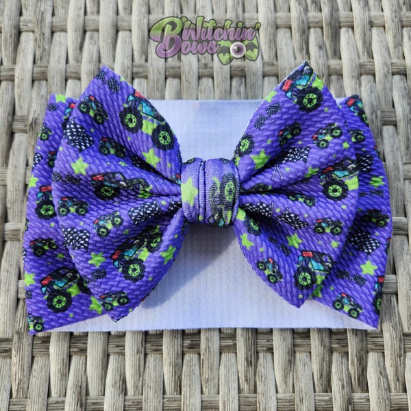 Monster Truck Bow, Summer Bow, Monster Jam Bow, Baby and Toddler Bow, Adult Bow, Clip Bow, Nylon Bow, Headband, Headwrap, Piggies