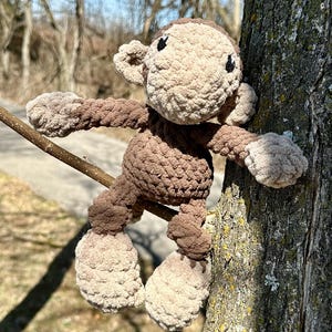Crochet Monkey Plush: Chenille Stuffy, Safari Nursery Decor