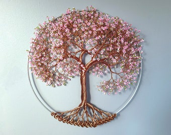 Large Handcrafted Spring Wire Tree Wall Hanging Decor