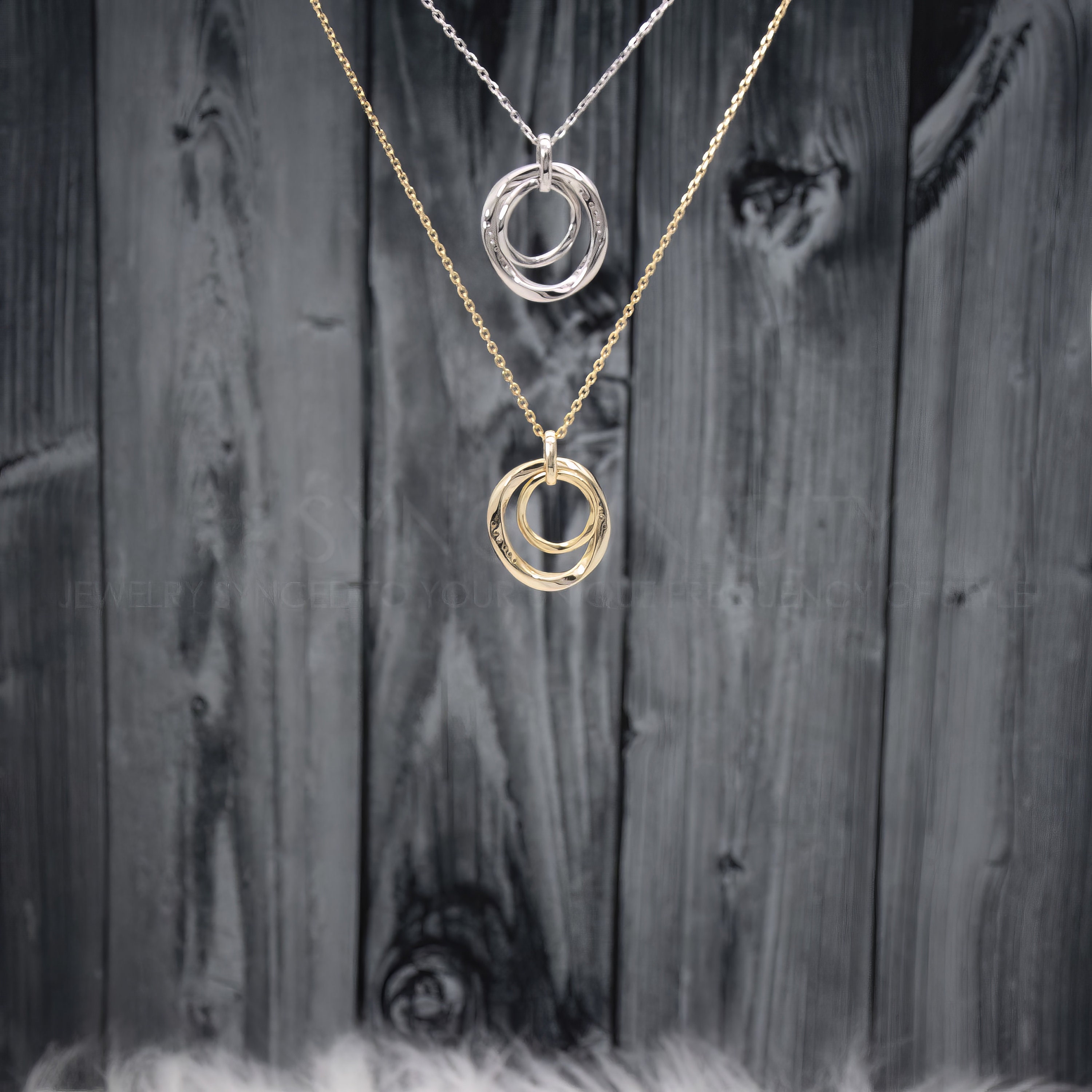 ネックレス・ペンダント LAZY DAWN double rings necklace Minimalist Double Ring Circle Chain Necklace for Women - 925