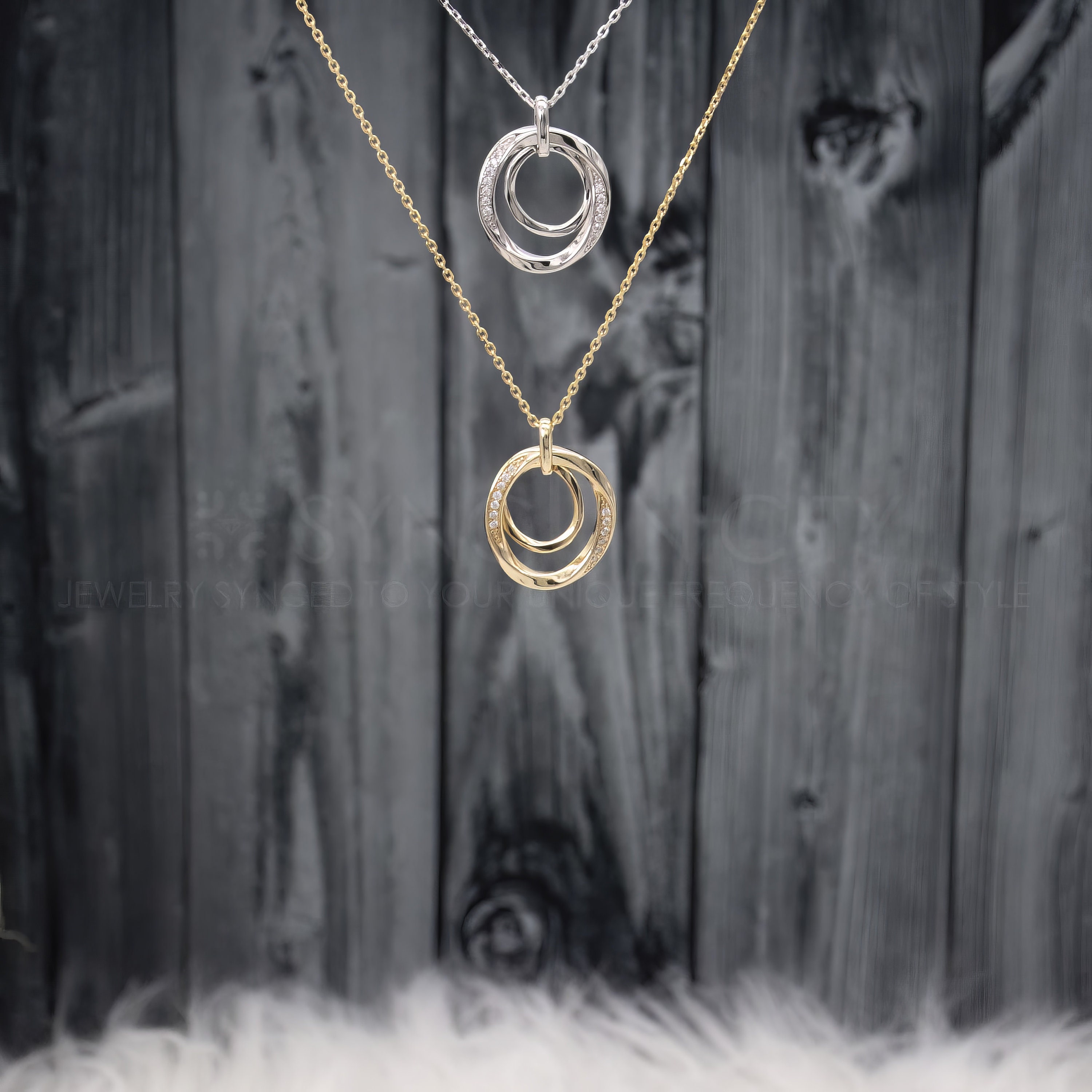 【S/E/O】DOUBLE RING NECKLACE (EXCLUSIVE) Minimalist Double Ring Circle Chain Necklace for Women - 925