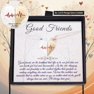 Collar de amistad de corazón magnético - acero inoxidable y oro - mejor amigo divisor de corazón - piezas de corazón gemelo - joyería BFF - vínculo atemporal