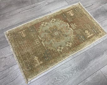 Vintage rug, Turkish rug, Doormat rug, Kitchen rug, Neutral rug, Antique rug, Boho decor, Small rug, Handmade rug, Bohemian rug, 1.7x2.9 ft