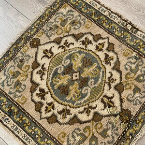 Brown Square Rug, Vintage Rug, Neutral Rug, Small Rug, Turkish Rug ...