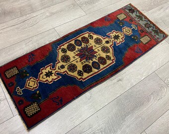 Turkish small rug, Doormat rug, Vintage rug, Bath rug, Organic wool rug, Bohemian rug, Oriental rug, Boho decor, Handmade rug, 1.2x3.3 ft