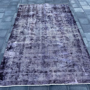 Distressed rug, Turkish large rug, Overdyed rug, Vintage rug, Faded rug, Living room rug, Oushak rug, Bohemian rug, Black rug, 5.5x8.7 ft