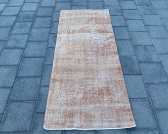 Vintage rug, Turkish rug, Runner rug, Oushak wool rug, Orange rug, Turkey rug, Hallway rug, Corridor rug, Boho rug, Organic rug, 2.9x6.5 ft