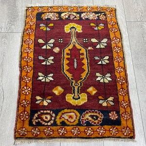 Small turkish rug, Vintage rug, Oushak rug, Organic wool rug, Doormat rug, Bath rug, Handmade rug, Bohemian rug, Oriental rug, 1.9x2.4 ft