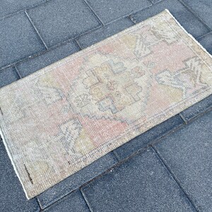 Vintage small rug, Turkish rug, Faded rug, Oushak rug, Organic rug, Doormat, Kitchen rug, Wool rug, Bohemian rug, Handmade rug, 1.6x3.0 ft