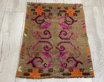 Mini tappeto turco, piccolo tappeto, tappeto orientale, tappeto Oushak, tappeto boho, tappeto in lana biologica, tappeto fatto a mano, tappeto boho, tappeto quadrato, 1,8 x 2,2 piedi