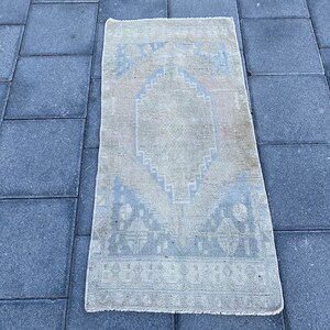 Faded rug, Small rug, Vintage rug, Neutral rug, Turkish rug, 1.8x3.7 ft, Doormat rug, Soft rug, Bohemian rug, Organic rug, Handmade wool rug
