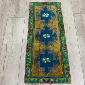 Gelber kleiner Teppich, Vintage Teppich, Oushak Teppich, Handgeknüpfter Teppich, Wollteppich, Handteppich, Handgeknüpft, Handgeknüpft
