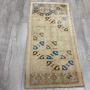 2x3 Neutral rug, 2x3 Turkish rug, 2x3 Small rug, 2x3 Vintage rug, 2x3 Doormat rug, 2x3 Oushak rug, 2x3 Bath rug, Organic wool rug 1.8x3.6 ft
