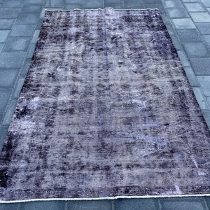 Black area rug, Distressed rug, Turkish vintage rug, Boho rug, 5.5x8.7 ft, Antique rug, Oushak rug, Overdyed rug, Bohemian rug, Wool rug