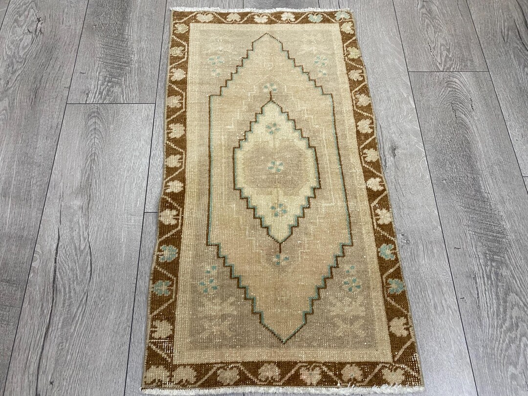 Used Rugs Small Small Vintage Rug, Turkish Mini Rug, Neutral Rug, Muted Rug, Brown Wool ...