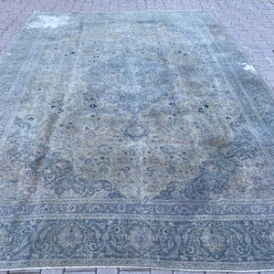 9x12 Large rug, 9x12 Vintage rug, 9x12 Turkish rug, 9x12 Oushak rug, 9x12 Neutral rug, 9x12 Oversize rug, 9x12 Living room rug, 9.0x12.0 ft