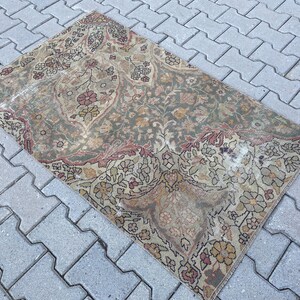 2,8 x 4,4 pi, tapis bio, tapis turc, tapis d'accent, petit tapis, tapis vintage, tapis rouge, tapis oushak, tapis oriental, tapis en laine fait main, tapis décoratif image 5