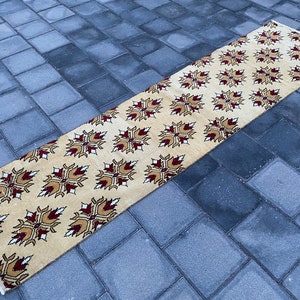 Boho rug, Vintage rug, Runner rug, Bohemian rug, Handmade rug, Turkish rug, Hallway rug, Kitchen rug, Oushak rug, Oriental rug, 2.4 x 9.6 ft