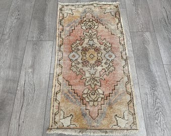 Alfombra pequeña, alfombra rosa, alfombra turca, alfombra vintage, alfombra Oushak, alfombra de Turquía, felpudo, alfombra de baño, alfombra de lana, alfombra rústica, alfombra de decoración bohemia, 1,6 x 3,1 pies