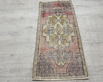 Turks minitapijt, vintage tapijt, vervaagd tapijt, oosters tapijt, boho tapijt, handgemaakt wollen tapijt, boho decoratief tapijt, antiek tapijt, badmat, 1,5 x 3,3 ft