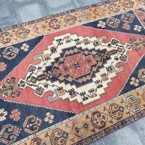 4x7 Turkish rug, 4x7 Vintage rug, 4x7 Area rug, 4x7 Oushak rug, Oriental rug, Unique rug, Living room rug, Bohemian rug, Wool rug 4.0x7.4 ft