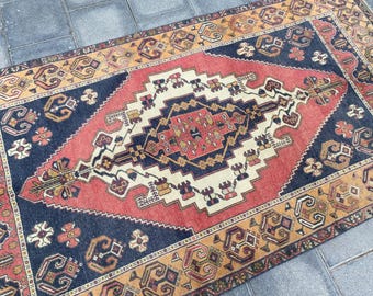 4x7 Turkish rug, 4x7 Vintage rug, 4x7 Area rug, 4x7 Oushak rug, Oriental rug, Unique rug, Living room rug, Bohemian rug, Wool rug 4.0x7.4 ft