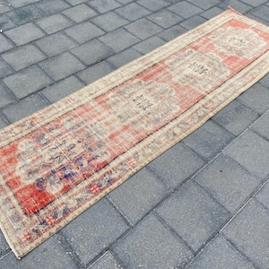 Runner rug, Turkish rug, Vintage rug, Oushak rug, Bedroom rug, Bohemian rug, Boho rug, Wool rug, Handmade rug, Oushak rug, 2.7x9.1 ft