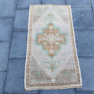 Handmade rug, Small rug, Turkish rug, Vintage rug, Oushak rug, Oriental rug, 1.6x3.0 ft, Door mat rug, Boho wool rug, Oriental rug, Bath rug