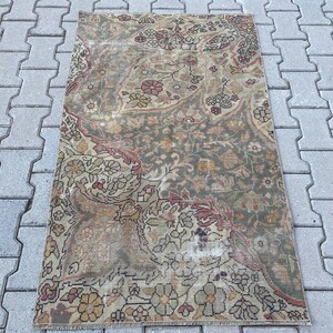 2,8 x 4,4 pi, tapis bio, tapis turc, tapis d'accent, petit tapis, tapis vintage, tapis rouge, tapis oushak, tapis oriental, tapis en laine fait main, tapis décoratif image 3