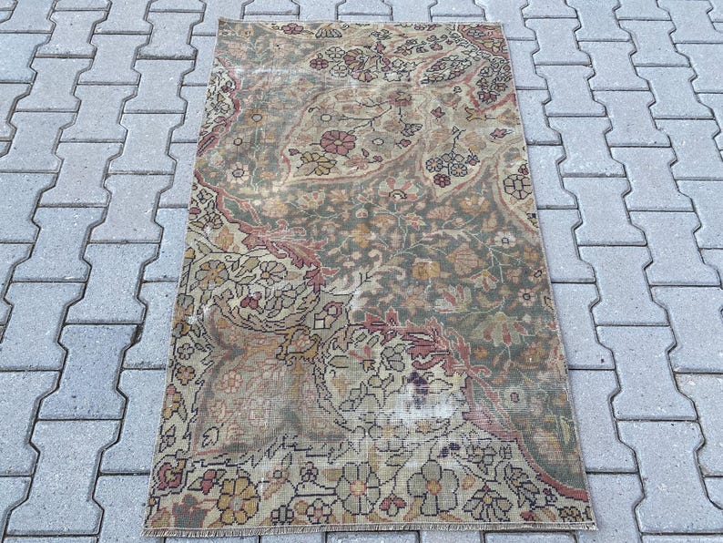 2,8 x 4,4 pi, tapis bio, tapis turc, tapis d'accent, petit tapis, tapis vintage, tapis rouge, tapis oushak, tapis oriental, tapis en laine fait main, tapis décoratif image 3