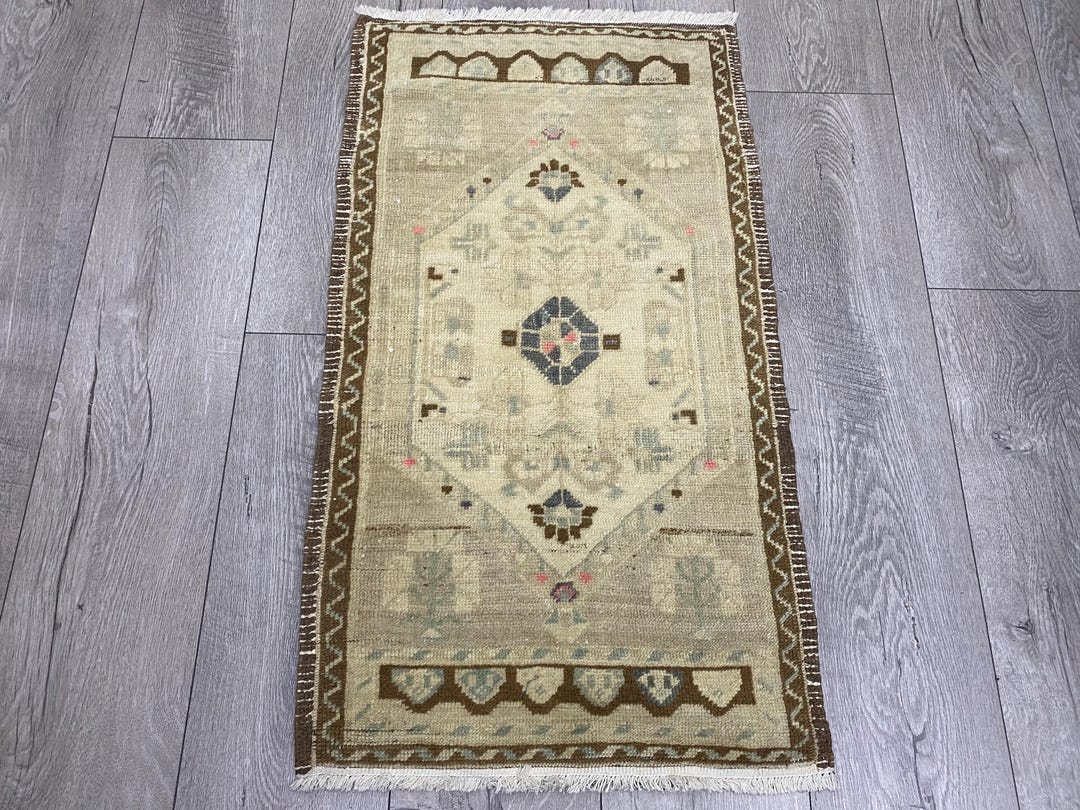 Turkish Rug Small Turkish Small Rug, Neutral Rug, Faded Rug, Brown Rug, Vintage Rug, Mini ...