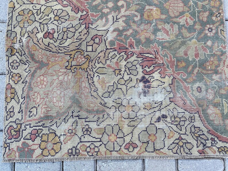 2,8 x 4,4 pi, tapis bio, tapis turc, tapis d'accent, petit tapis, tapis vintage, tapis rouge, tapis oushak, tapis oriental, tapis en laine fait main, tapis décoratif image 9