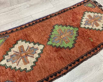 2x4 Small rug, 2x4 Turkish rug, 2x4 Vintage rug, 2x4 Oushak rug, 2x4 Doormat rug, 2x4 Bath rug, 2x4 Mini rug, 2x4 Wool rug, 1.7x4.0 ft