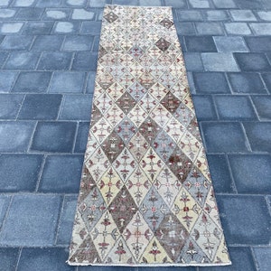 Oriental rug, Oushak runner rug, Vintage rug, Turkish rug, Kitchen rug, Turkey rug, Handmade wool rug, Bohemian rug, Organic rug, 2.6x9.4 ft