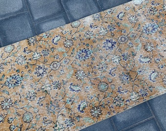 Oushak runner rug, Orange rug, Vintage rug, Turkish rug, Wool rug, Hallway rug, Boho rug, Natural rug, Rustic rug, Turkey rug, 2.7 x 6.4 ft,