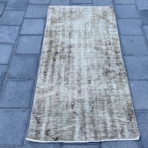 3x5 Oushak rug, Brown rug, Distressed rug, Neutral rug, Turkish rug, Bohemian rug, Vintage rug, Area rug, Boho rug, Decor rug, 2.9x5.6 ft image 1