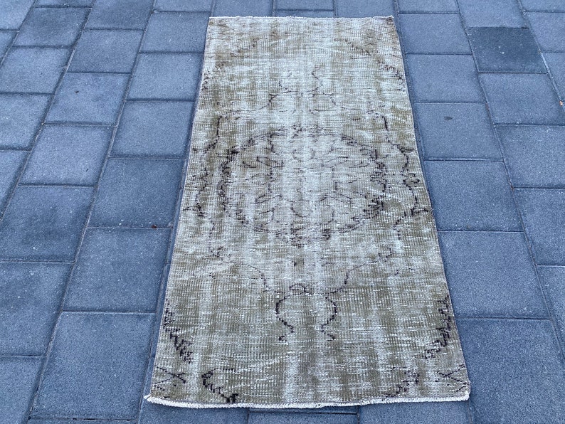 3x5 Oushak rug, Brown rug, Distressed rug, Neutral rug, Turkish rug, Bohemian rug, Vintage rug, Area rug, Boho rug, Decor rug, 2.9x5.6 ft image 1