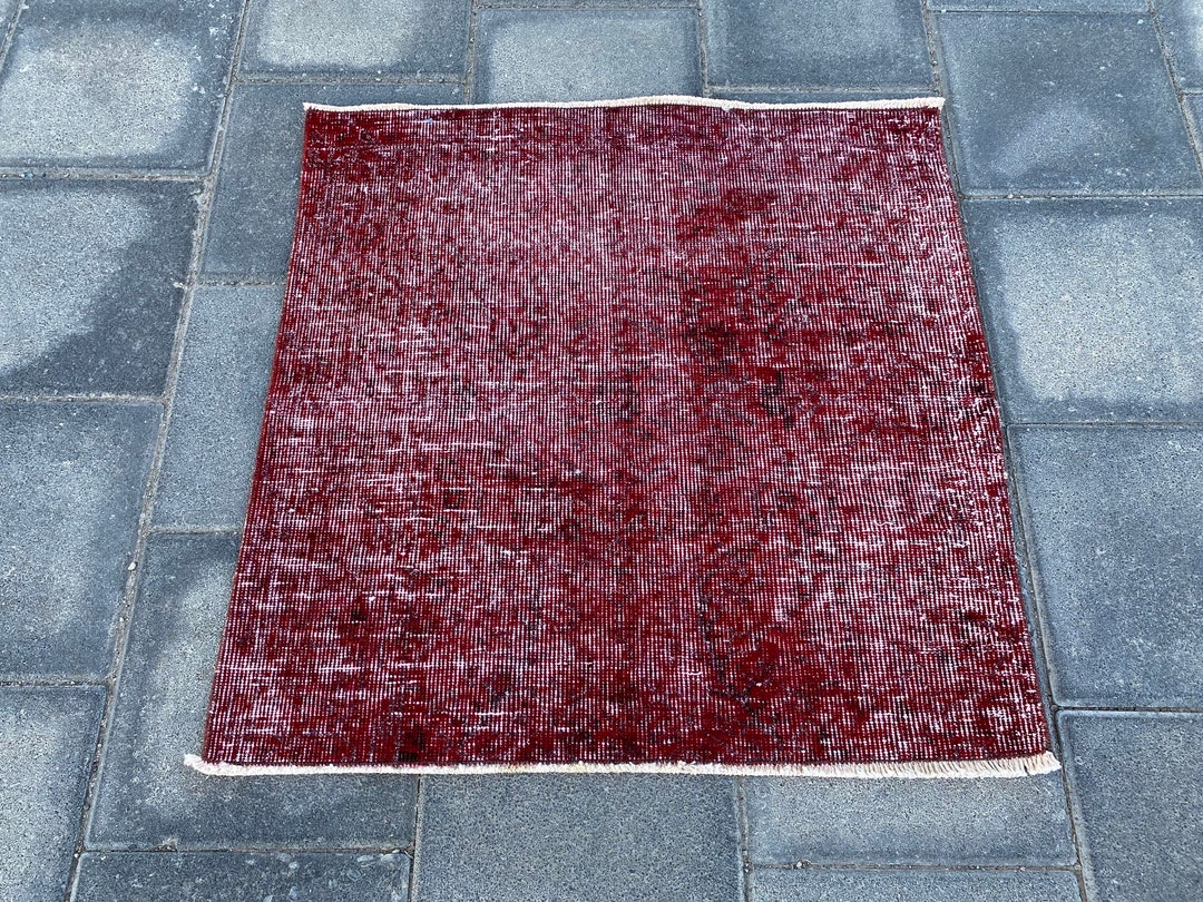 Small Red Rug Square Square Red Rug, Small Rug, Vintage Rug, Mini Rug, Turkish Rug, Organic ...
