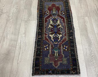 Purple small rug, Antique rug, Kitchen rug, Overdyed rug, Turkish vintage rug, Oushak rug, Oriental rug, Entryway rug, Boho rug, 1.6x3.6 ft