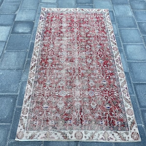 Boho decor rug, Handmade rug, Vintage rug, Turkish rug, Area rug, 3.5x6.4 ft, Bedroom rug, Floral rug, Bohemian rug, Floor rug, Carpet